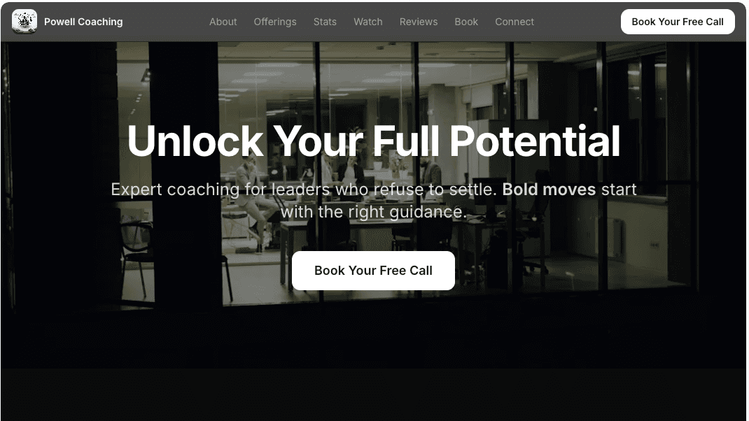 A coach's storefront built in Thrive